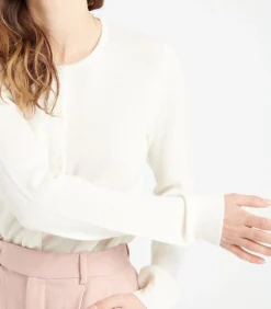 Studio Cashmere8 LILLY 4 Uitgestikt vest met ronde hals - 100% kasjmier offWhite Best