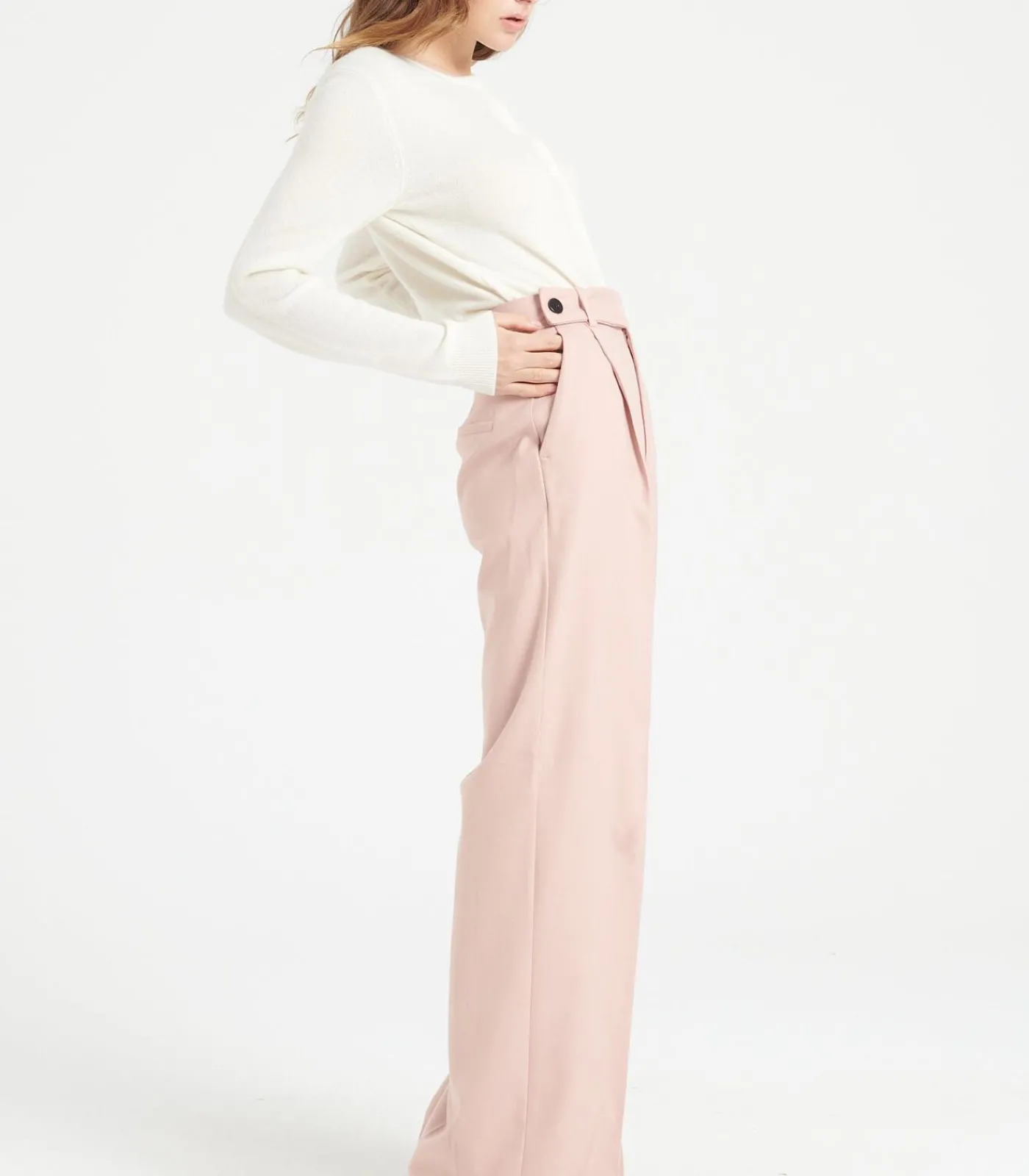 Studio Cashmere8 LILLY 4 Uitgestikt vest met ronde hals - 100% kasjmier offWhite Best