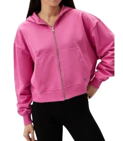 Calvin Klein LOGO - Trui met kap Met Volledige Ritssluiting - Roze pink Discount