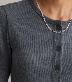 Marc O’Polo DENIM Longsleeve met knoopsluiting slim antraciteGrey Best