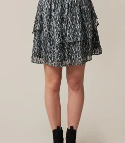 Deeluxe LORALIE - Rok met ruches en dierenprint gray Outlet