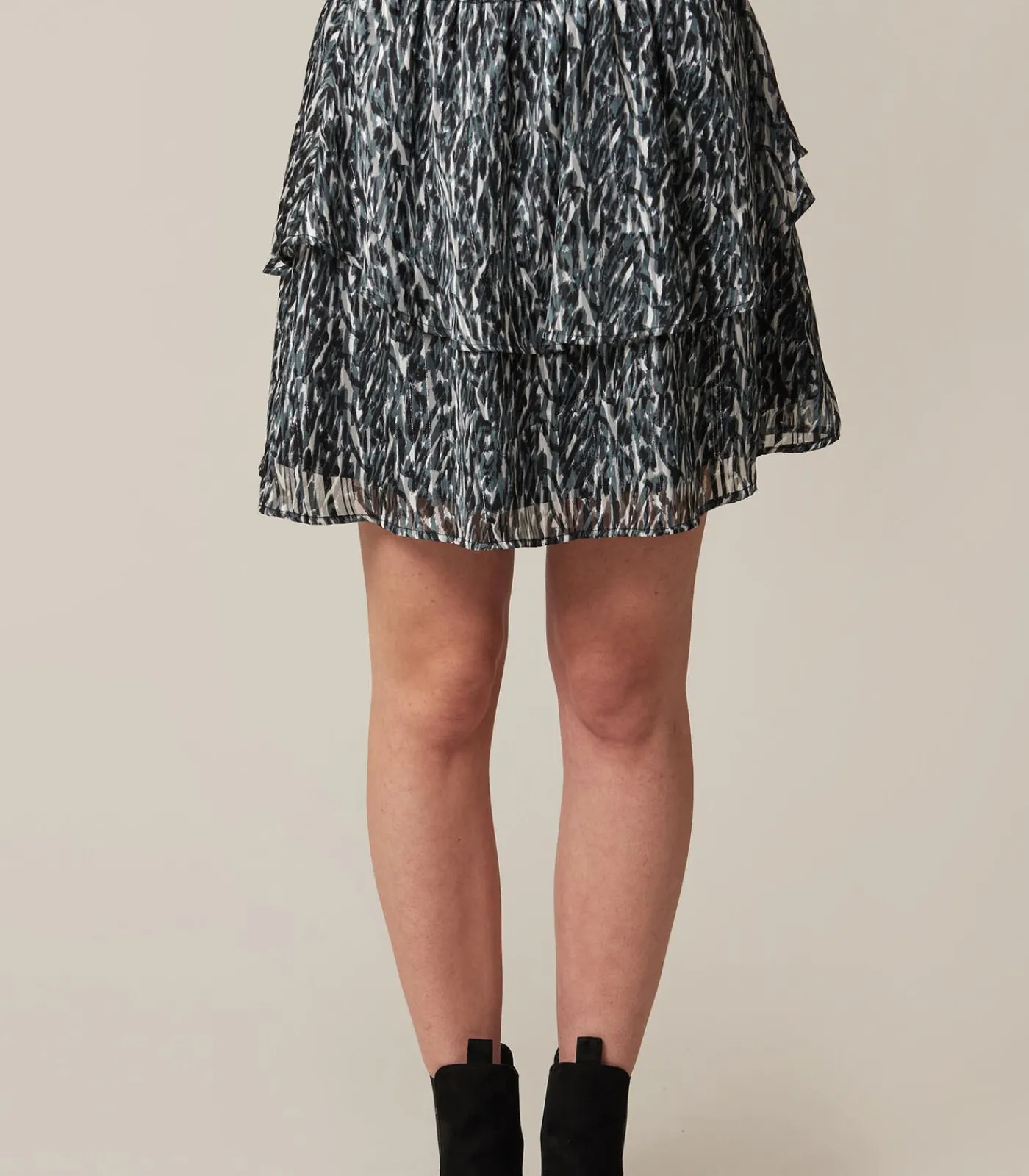 Deeluxe LORALIE - Rok met ruches en dierenprint gray Outlet