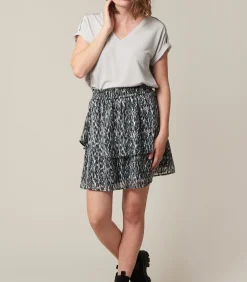 Deeluxe LORALIE - Rok met ruches en dierenprint gray Outlet