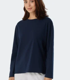 SCHIESSER Los pyjamashirt lange mouw - Mix & Relax - Katoenen pyjamashirt donkerblauw blue Clearance