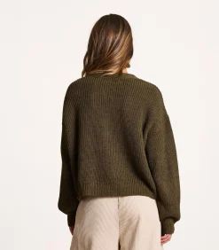 La Fée Maraboutée Losjes vallend kort vest in kaki ribbreisel met kraaltjes khaki Hot