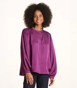 La Fée Maraboutée Losse paarse satijnen blouse darkPurple Clearance