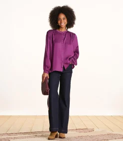La Fée Maraboutée Losse paarse satijnen blouse darkPurple Clearance