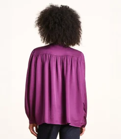 La Fée Maraboutée Losse paarse satijnen blouse darkPurple Clearance
