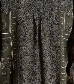 La Fée Maraboutée Losvallend kaki overhemd van Ecovero viscose met sjaalprint khaki Best