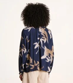 La Fée Maraboutée Losvallend marineblauw overhemd met print navyBlue Sale