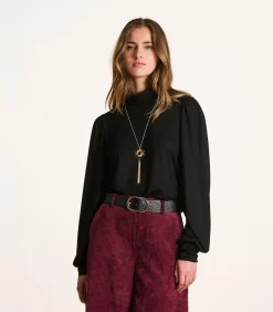 La Fée Maraboutée Losvallend zwart T-shirt met coltrui en lange mouwen black Clearance