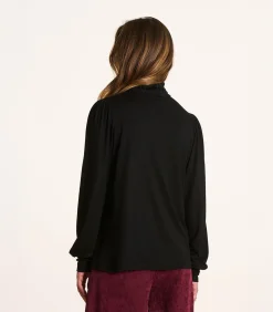 La Fée Maraboutée Losvallend zwart T-shirt met coltrui en lange mouwen black Clearance
