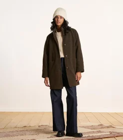La Fée Maraboutée Losvallende 3/4 jas in bruin boiled wool darkBeige Online