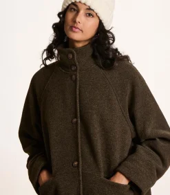 La Fée Maraboutée Losvallende 3/4 jas in bruin boiled wool darkBeige Online