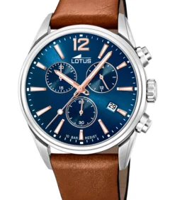 Lotus heren blauw chrono leer horloge armband blue Discount