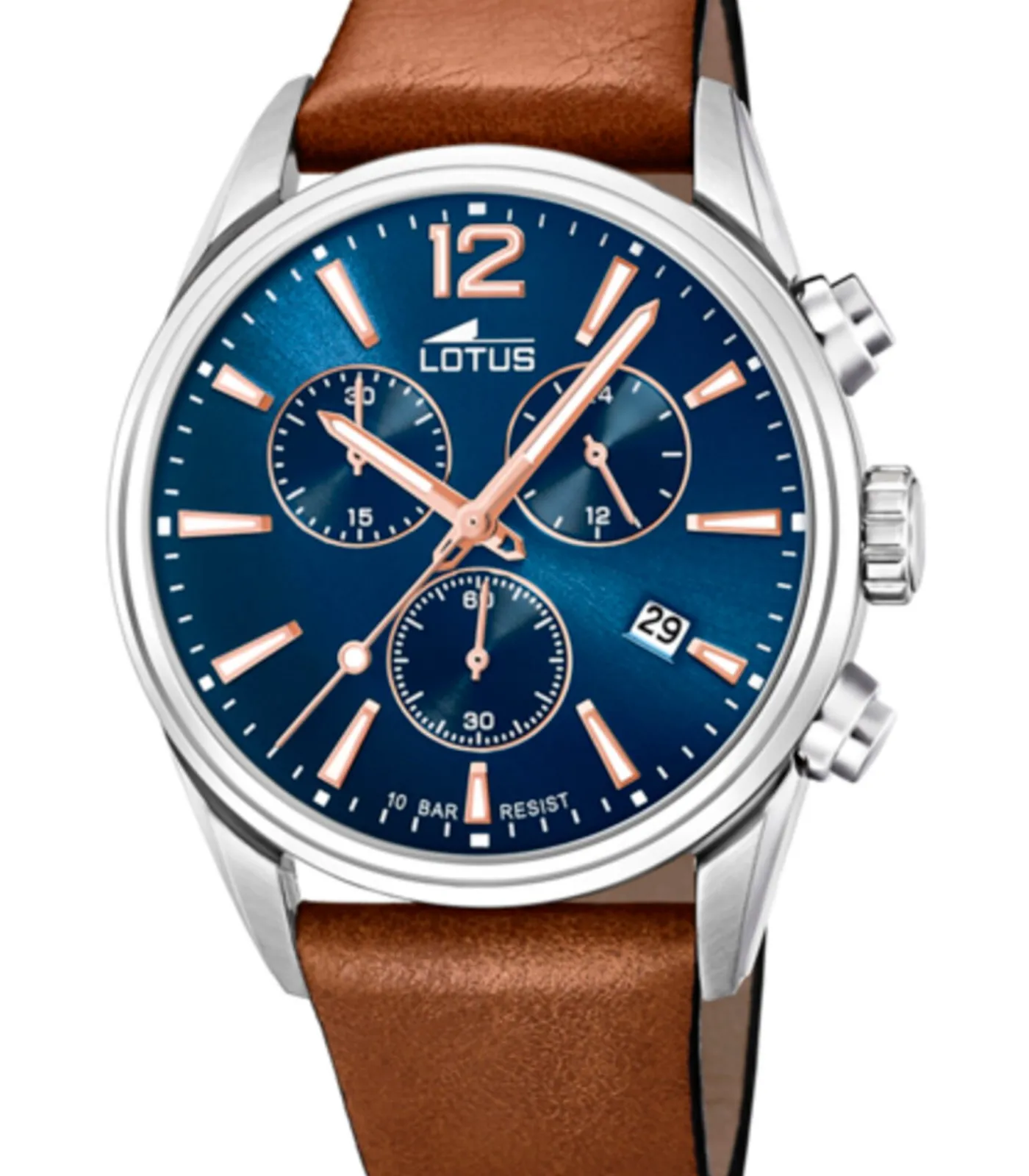 Lotus heren blauw chrono leer horloge armband blue Discount