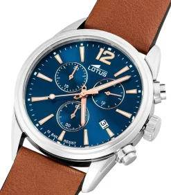 Lotus heren blauw chrono leer horloge armband blue Discount
