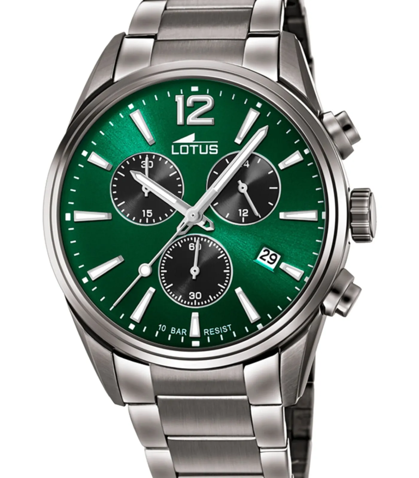 Lotus heren groen chrono 316l roestvrij staal horloge armband green Clearance
