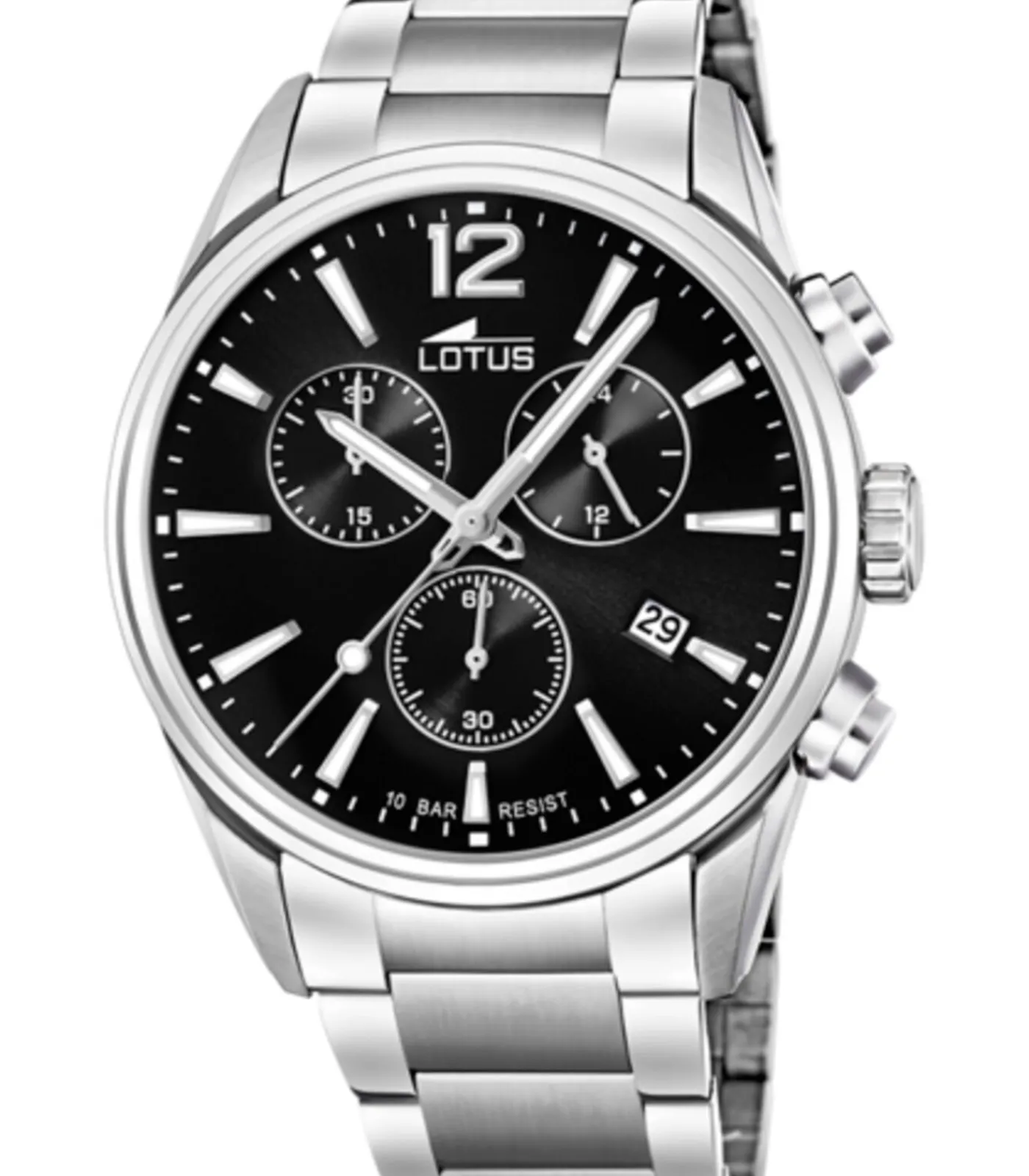 Lotus heren zwart chrono staal horloge armband black Clearance