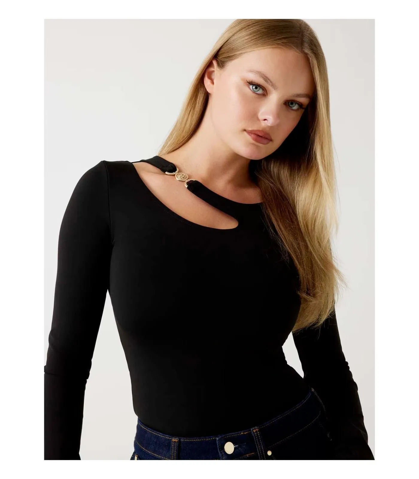GUESS Ls Eleanor Buckle Top black Hot