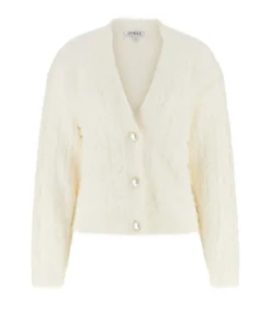 GUESS Ls Vn Kinako Fuzzy Cardigan white New