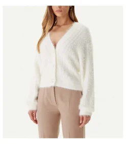 GUESS Ls Vn Kinako Fuzzy Cardigan white New