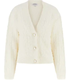 GUESS Ls Vn Kinako Fuzzy Cardigan white New