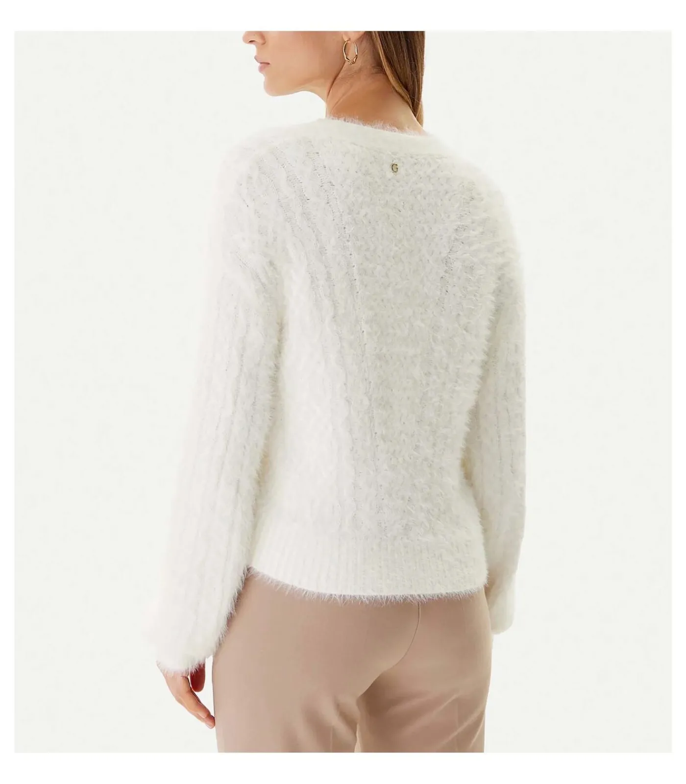 GUESS Ls Vn Kinako Fuzzy Cardigan white New
