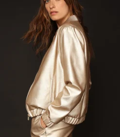Deeluxe LUIZA - Jasje met metallic effect en geribde kraag en manchetten gold Best