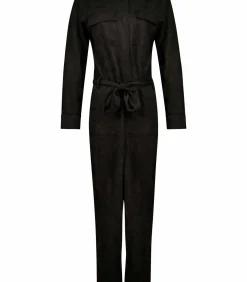 Deeluxe MADIA - Lange suède jumpsuit voor dames black Hot