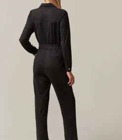 Deeluxe MADIA - Lange suède jumpsuit voor dames black Hot