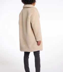 Rino&Pelle Mantel van imitatiebont met enkele borst en afneembare kraag Licht haver 36 beige Outlet