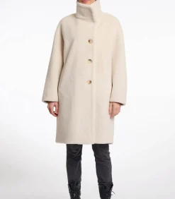 Rino&Pelle Mantel van imitatiebont met hoge kraag Berk 42 ivory Hot