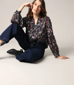 Deeluxe MANUELLA - Soepelvallende blouse met bloemenprint black Hot