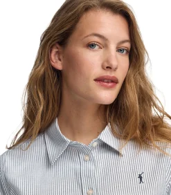 Polo Club Marineblauw gestreept hemd met relaxed fit en Rigby Go-logo navyBlue Outlet