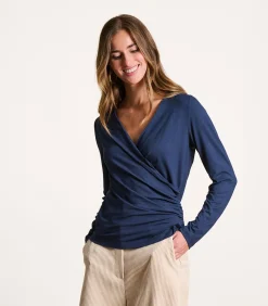 La Fée Maraboutée Marineblauw getailleerd overslag T-shirt met lange mouwen navyBlue Clearance