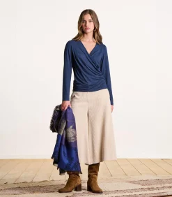 La Fée Maraboutée Marineblauw getailleerd overslag T-shirt met lange mouwen navyBlue Clearance