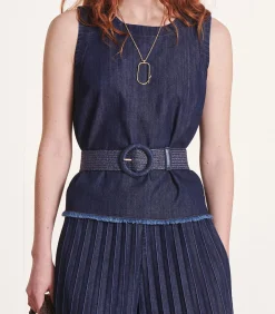 La Fée Maraboutée Marineblauwe elastische riem van textiel navyBlue New