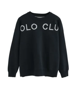 Polo Club Marineblauwe gebreide trui met -logo in contrasterende kleur navyBlue Best