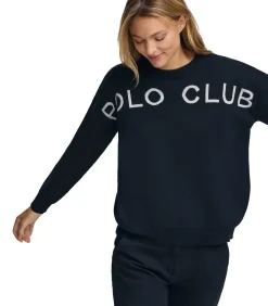 Polo Club Marineblauwe gebreide trui met -logo in contrasterende kleur navyBlue Best