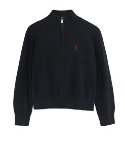 Polo Club Marineblauwe trui van wolmix met halve rits en geborduurd Rigby Go-logo navyBlue Discount