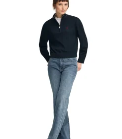 Polo Club Marineblauwe trui van wolmix met halve rits en geborduurd Rigby Go-logo navyBlue Discount
