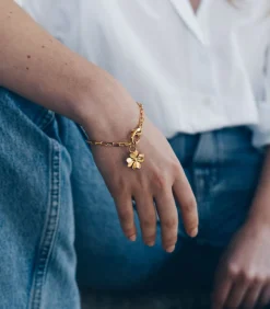 Monsieur Simone Maxi Armband Léon Goud Klavertje gold