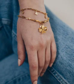 Monsieur Simone Maxi Armband Léon Goud Klavertje gold