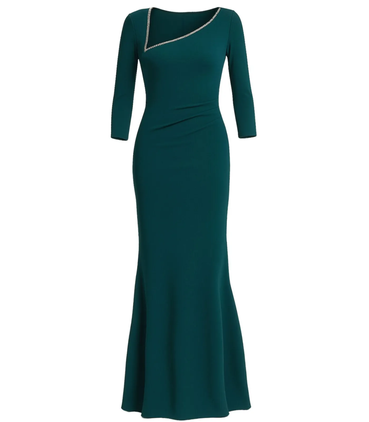 Goddiva Maxi-jurk “Asymmetric Neck Diamante Embellished Maxi Dress” oliveGreen Hot