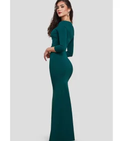 Goddiva Maxi-jurk “Asymmetric Neck Diamante Embellished Maxi Dress” oliveGreen Hot