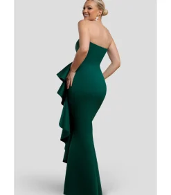 Goddiva Maxi-jurk “Boobtube Peplum Waterfall Frill Maxi Dress” oliveGreen