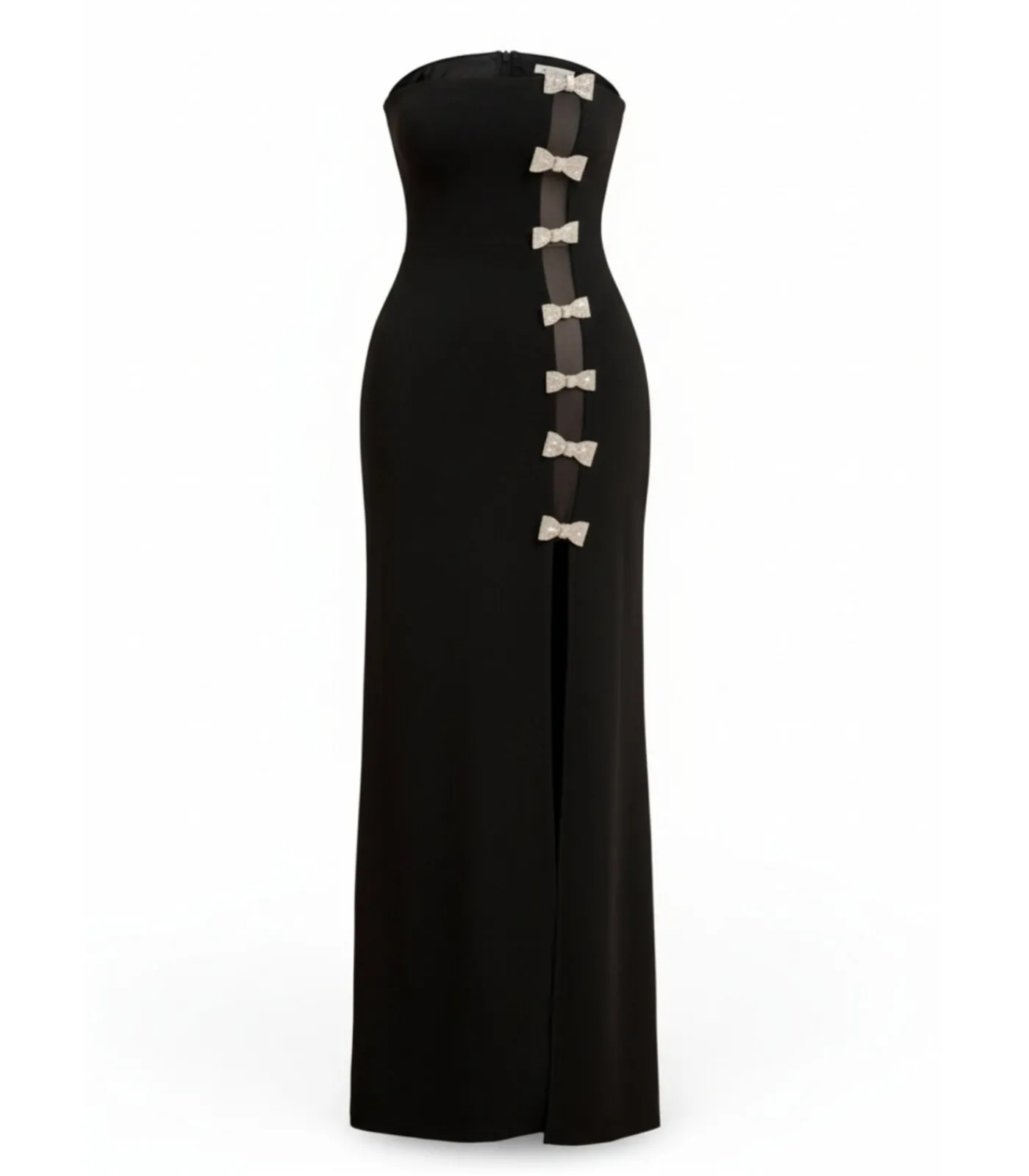Goddiva Maxi-jurk “Bow Embellished Strapless Mermaid Maxi Dress” black New