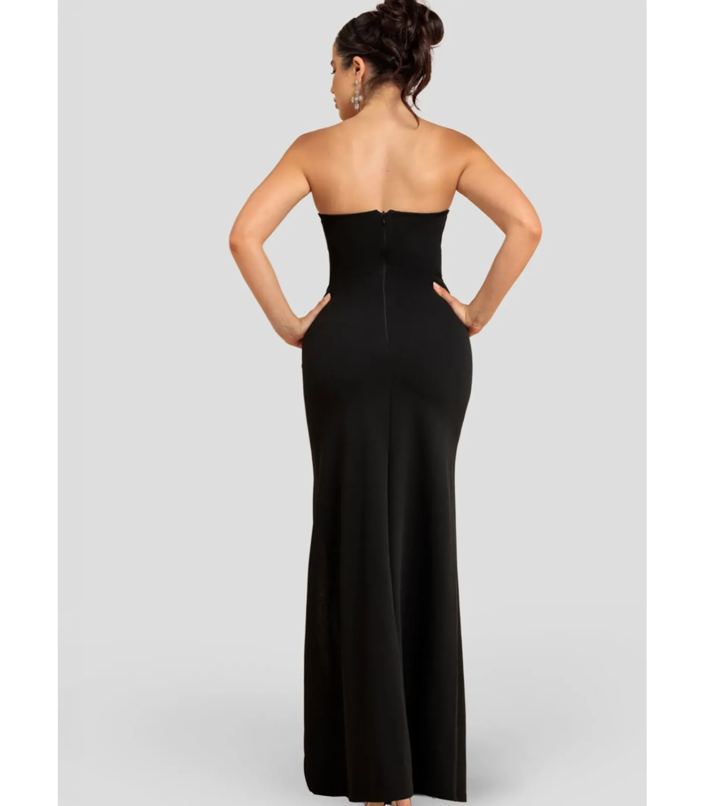 Goddiva Maxi-jurk “Bow Embellished Strapless Mermaid Maxi Dress” black New