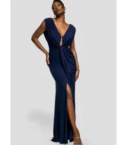 Goddiva Maxi-jurk “Cowl Plunge Draped Mermaid Maxi Dress” darkBlue Online